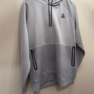 Reebok Gray Hoodie with Drawstring and Kangaroo Pocket